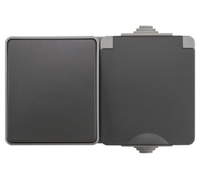 ION INDUSTRIES Combinatie spatwaterdicht - opbouw - wissel - randaarde - IP55 - grijs