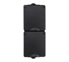 ION INDUSTRIES Opbouw IP55 Wandcontactdoos 2-voudig Verticaal | Zwart