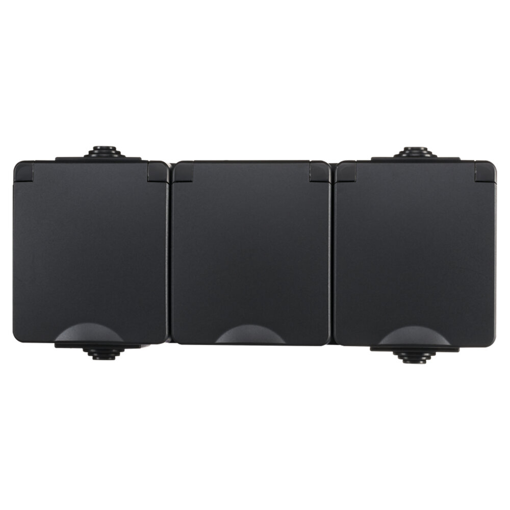 ION INDUSTRIES Contactdoos spatwaterdicht - opbouw - 3-voudig - randaarde - IP55 - zwart ION INDUSTRIES Contactdoos spatwaterdicht - opbouw - 3-voudig - randaarde - IP55 - zwart