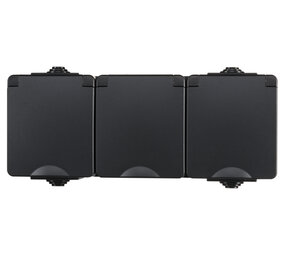 ION INDUSTRIES Contactdoos spatwaterdicht - opbouw - 3-voudig - randaarde - IP55 - zwart