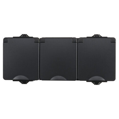 ION INDUSTRIES Contactdoos spatwaterdicht - opbouw - 3-voudig - randaarde - IP55 - zwart ION INDUSTRIES Contactdoos spatwaterdicht - opbouw - 3-voudig - randaarde - IP55 - zwart