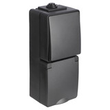ION INDUSTRIES Combinatie spatwaterdicht - opbouw - wissel - randaarde - verticaal - IP55 - zwart