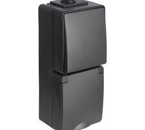ION INDUSTRIES Combinatie spatwaterdicht - opbouw - wissel - randaarde - verticaal - IP55 - zwart
