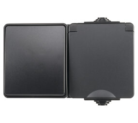 ION INDUSTRIES Combinatie spatwaterdicht - opbouw - wissel - randaarde - IP55 - zwart