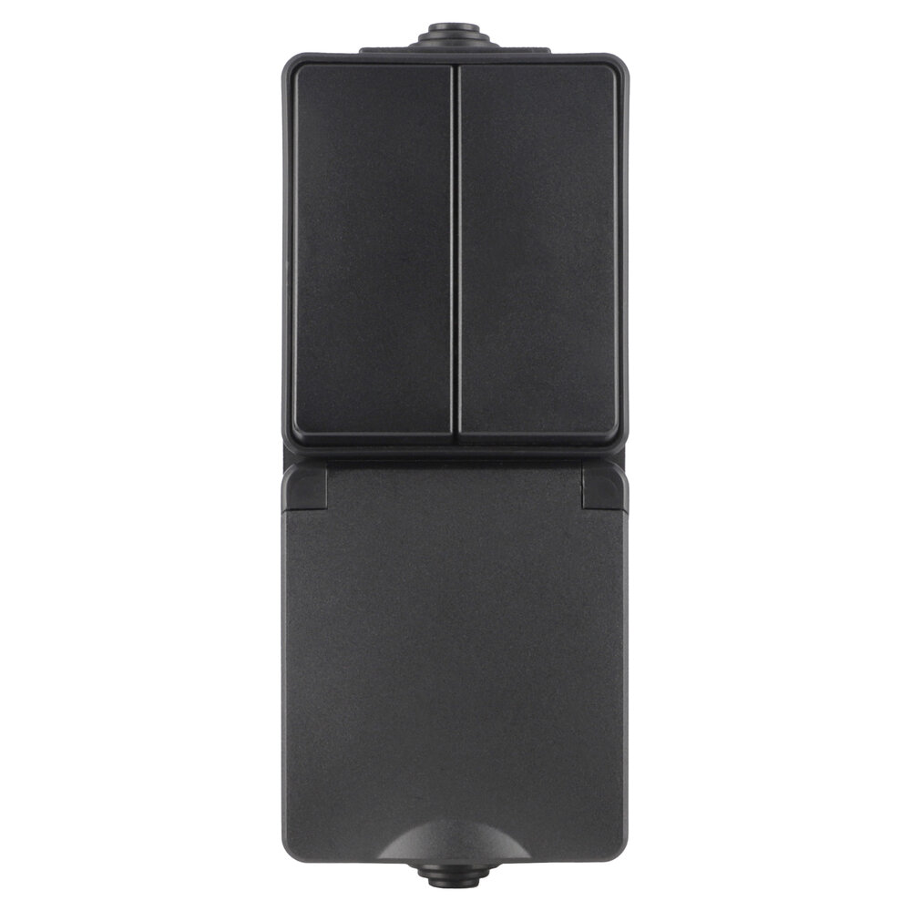 ION INDUSTRIES Combinatie spatwaterdicht - opbouw - serie - randaarde - verticaal - IP55 - zwart ION INDUSTRIES Combinatie spatwaterdicht - opbouw - serie - randaarde - verticaal - IP55 - zwart