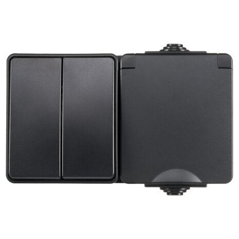 ION INDUSTRIES Combinatie spatwaterdicht - opbouw - serie - randaarde - IP55 - zwart