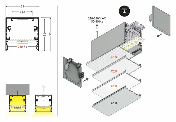 LED line LED Profiel - 2000mm - Zwart - 53mm - Zwart LED line LED Profiel - 2000mm - Zwart - 53mm - Zwart