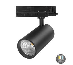 LCB LED Europe  LED 3-Fase Railspot Dimbaar - Zwart - 10W - 30W 950Lm - 2850Lm - CCT 927-930-940 Multi Lumen Switch | Triac Dimbaar - 5 Jaar garantie