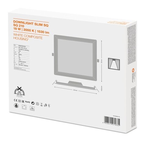 Ledvance Zakelijk: Professionele LED Verlichting & Armaturen | voor de installateur LED Downlight Slim Vierkant SQ210 18W 1530lm 120D - 865 Daglicht