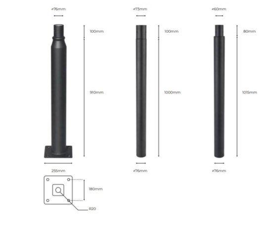 LED line verlichting - Betaalbare Professionele LED Oplossingen Straatlantarenpaal - zwart - 3meter - kop 60mm