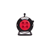 Technik Kabelhaspel 15m - 4-voudig met randaarde -  3x1.5mm2 - zwart