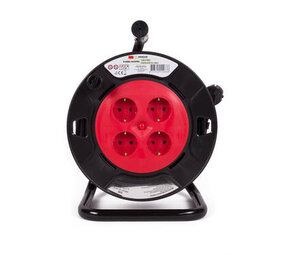 Technik Kabelhaspel 15m - 4-voudig met randaarde -  3x1.5mm2 - zwart