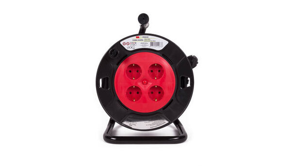 Technik Kabelhaspel 15m - 4-voudig met randaarde - 3x1.5mm2 - zwart Technik Kabelhaspel 15m - 4-voudig met randaarde - 3x1.5mm2 - zwart