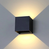 Artdelight LED Wandlamp IP54 - Cube 100MM - Zwart Aluminium - 6W 500Lm - 2700K 827 Warm Wit | Dimbaar - Up and Downlight verstelbare lichtspreiding