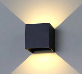 Artdelight LED Wandlamp IP54 - Cube 100MM - Zwart Aluminium - 6W 500Lm - 2700K 827 Warm Wit | Dimbaar - Up and Downlight verstelbare lichtspreiding