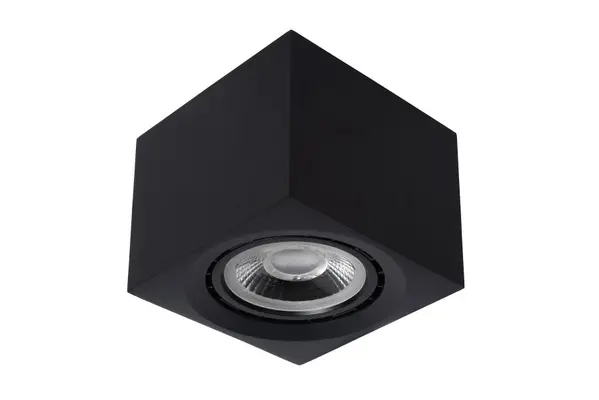 Lucide LED Plafondspot Vierkant - 12CM - Fedler Matt Zwart - AR111 GU10 Fitting - 12W 820LM - DTW Dimtone 3000K - 2200K | Dimbaar