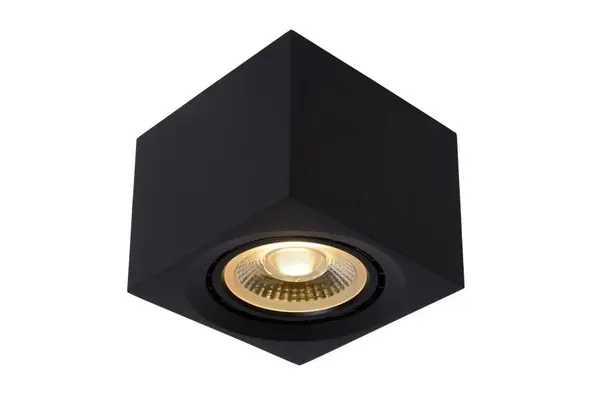 Lucide LED Plafondspot Vierkant - 12CM - Fedler Matt Zwart - AR111 GU10 Fitting - 12W 820LM - DTW Dimtone 3000K - 2200K | Dimbaar