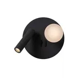 Lucide LED Bedlamp - Wandlamp Rond 16,5 cm - Matiz Matt Zwart Richtspot - 3000K 830 Warm Wit - 3.5W 244Lm  | Met USB-C & B oplaadpunt Lucide LED Bedlamp - Wandlamp Rond 16,5 cm - Matiz Matt Zwart Richtspot - 3000K 830 Warm Wit - 3.5W 244Lm  | Met USB-C & B oplaadpunt