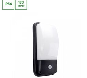 Spectrum voor de installateur LED Wandlamp Bulkhead - Zwart - 300x150x86 mm -  4000K - 20W - 960l/m - IP54 - Bewegingssensor 10sec-3min