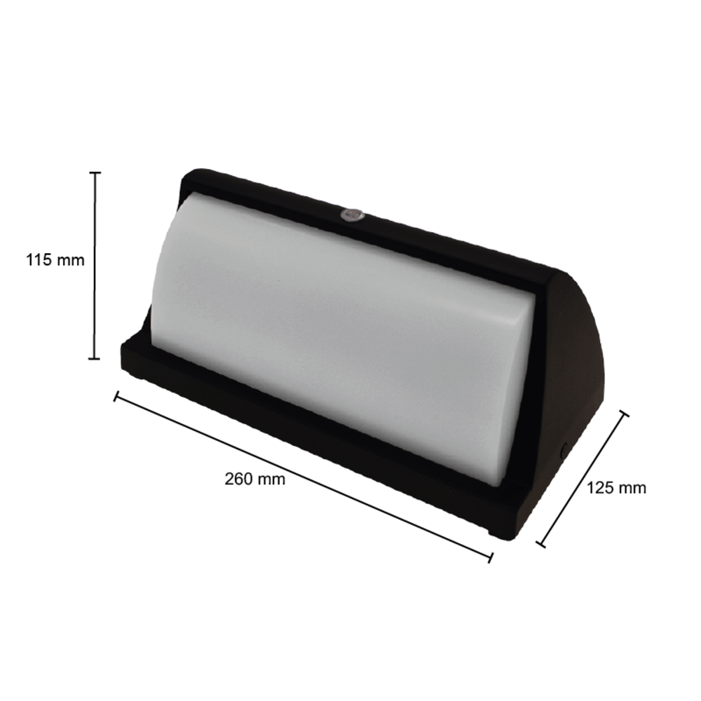 LCB LED LED Wandlamp Bulkhead - Zwart - 260x125x115mm - 3000K - 12W - 960l/m - IP54 - Daglichtsensor LCB LED LED Wandlamp Bulkhead - Zwart - 260x125x115mm - 3000K - 12W - 960l/m - IP54 - Daglichtsensor