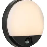 Lucide Bulkhead Rond IR - Wandlamp Buiten - LED - 1x10W 3000K - 21cm - IP54 - Zwart - IP54 - Beweging & dag/nacht sensor - IK08