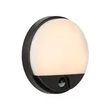 Lucide Bulkhead Rond IR - Wandlamp Buiten - LED - 1x10W 3000K - 21cm - IP54 - Zwart - IP54 - Beweging & dag/nacht sensor - IK08
