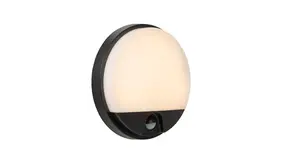 Lucide Bulkhead Rond IR - Wandlamp Buiten - LED - 1x10W 3000K - 21cm - IP54 - Zwart - IP54 - Beweging & dag/nacht sensor - IK08 Lucide Bulkhead Rond IR - Wandlamp Buiten - LED - 1x10W 3000K - 21cm - IP54 - Zwart - IP54 - Beweging & dag/nacht sensor - IK08