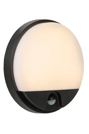 Lucide Bulkhead Rond IR - Wandlamp Buiten - LED - 1x10W 3000K - 21cm - IP54 - Zwart - IP54 - Beweging & dag/nacht sensor - IK08 Lucide Bulkhead Rond IR - Wandlamp Buiten - LED - 1x10W 3000K - 21cm - IP54 - Zwart - IP54 - Beweging & dag/nacht sensor - IK08