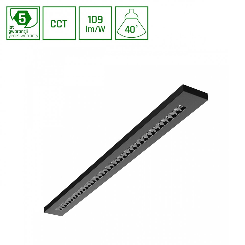 Spectrum voor de installateur LED Pendel Armatuur WLD Plank Louvre Zwart 120CM | 20-40W 2180-4360Lm - CCT 830-865 Multicolor & Lumen Switch