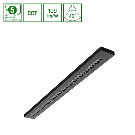 Spectrum voor de installateur LED Pendel Armatuur WLD Plank Louvre Zwart 120CM | 20-40W 2180-4360Lm - CCT 830-865 Multicolor & Lumen Switch