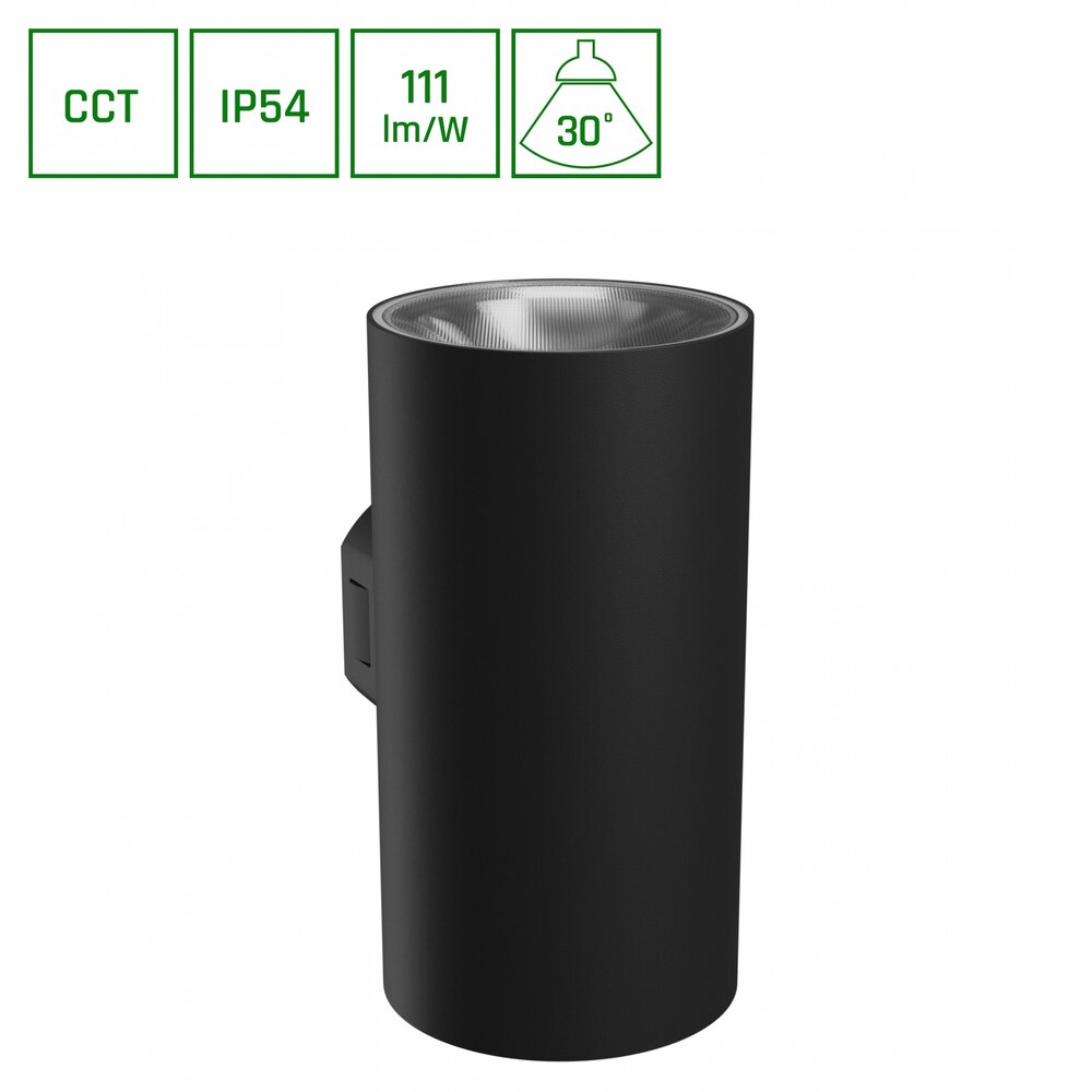 LED Wandlamp TORRE ROUND - 18W - CCT 3000K/4000K/6000K - IP54 - 111 lm/W - 30° Bundel - Zwart - Opbouwmontage LED Wandlamp TORRE ROUND - 18W - CCT 3000K/4000K/6000K - IP54 - 111 lm/W - 30° Bundel - Zwart - Opbouwmontage