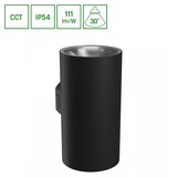 LED Wandlamp TORRE ROUND - 18W - CCT 3000K/4000K/6000K - IP54 - 111 lm/W - 30° Bundel - Zwart - Opbouwmontage