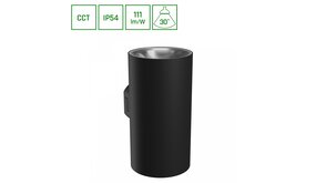 LED Wandlamp TORRE ROUND - 18W - CCT 3000K/4000K/6000K - IP54 - 111 lm/W - 30° Bundel - Zwart - Opbouwmontage LED Wandlamp TORRE ROUND - 18W - CCT 3000K/4000K/6000K - IP54 - 111 lm/W - 30° Bundel - Zwart - Opbouwmontage