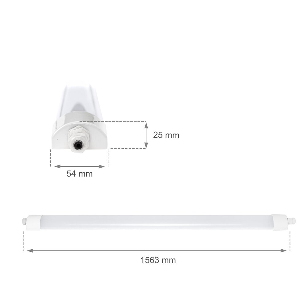 LED Armatuur Compleet - LIMEA MINI - 45W - 4000K - 120 lm/W - IP65 - 150 cm | Wit - Opbouw/pendel - Doorvoerbedrading LED Armatuur Compleet - LIMEA MINI - 45W - 4000K - 120 lm/W - IP65 - 150 cm | Wit - Opbouw/pendel - Doorvoerbedrading