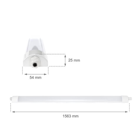 LED Armatuur Compleet - LIMEA MINI - 45W - 4000K - 120 lm/W - IP65 - 150 cm | Wit - Opbouw/pendel - Doorvoerbedrading LED Armatuur Compleet - LIMEA MINI - 45W - 4000K - 120 lm/W - IP65 - 150 cm | Wit - Opbouw/pendel - Doorvoerbedrading