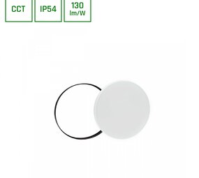 LED Plafondlamp NYMPHEA BLACK & WHITE RINGS - 24W - CCT 3000K/4000K/6000K - IP54 - 130 lm/W - 115° Bundel - Wit/Zwart - Opbouwmontage