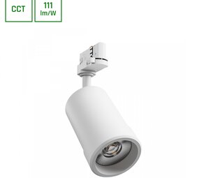Spectrum voor de installateur LED Railspot PAVA BASIC - 20W - CCT 3000K/4000K/6000K - 111 lm/W - 20-45° Bundel - IP20 - RA80 | 84x136x185mm - Wit - 3-fase