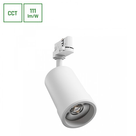 Spectrum voor de installateur LED Railspot PAVA BASIC - 20W - CCT 3000K/4000K/6000K - 111 lm/W - 20-45° Bundel - IP20 - RA80 | 84x136x185mm - Wit - 3-fase