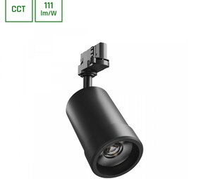 Spectrum voor de installateur LED Railspot PAVA BASIC - 20W - CCT 3000K/4000K/6000K - 111 lm/W - 20-45° Bundel - IP20 - RA80 | 84x136x185mm - Zwart - 3-fase