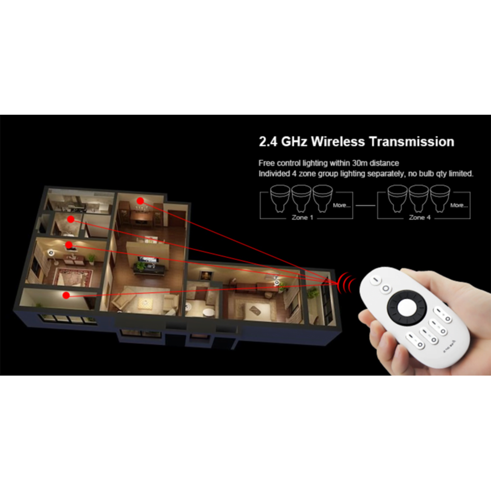 Mi-Light LED Strip Afstandbediening Wit - Remote CCT | 4 Groepen - RF 2.4 Ghz Mi-Light LED Strip Afstandbediening Wit - Remote CCT | 4 Groepen - RF 2.4 Ghz