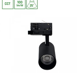 LED Railspot ANDROMEDA PRIME - 8W - CCT 3000K/4000K/6000K - 100 lm/W - 25° Bundel - IP20 - 54x109x160mm - Zwart - 3-Fase