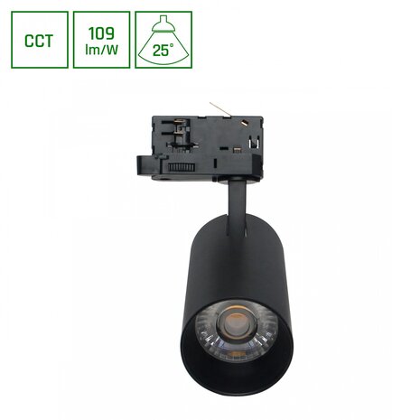 Spectrum voor de installateur LED Railspot ANDROMEDA PRIME - 16W - CCT 3000K/4000K/6000K - 109 lm/W - 25° Bundel - IP20 - 3-Fase - Zwart
