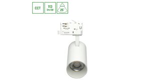 LED Railspot ANDROMEDA PRIME - 24W - CCT 3000K/4000K/6000K - 113 lm/W - 25° Bundel - IP20 - Ø76x177x228mm - Wit - 3-Fase
