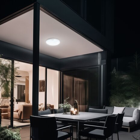 LED Opbouwlamp NYMPHEA PROXI PIR - 18W - 3000K - IP54 - 120° Stralingshoek - Rond - Wit - Opbouwmontage LED Opbouwlamp NYMPHEA PROXI PIR - 18W - 3000K - IP54 - 120° Stralingshoek - Rond - Wit - Opbouwmontage