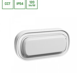 Spectrum voor de installateur LED Wandlamp PASTILO OVAAL - 10W - CCT 3000K/4000K/6000K - 120 lm/W - IP54 - IK10 - 120° Bundel - Wit - Opbouwmontage