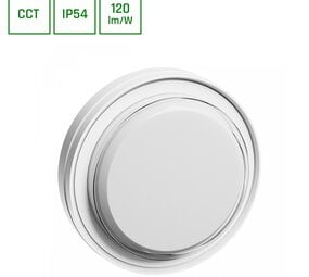 LED Wandlamp PASTILO ROND - 10W - CCT 3000K/4000K/6000K - 120 lm/W - IP54 - IK10 - 120° Bundel - Wit - Opbouwmontage