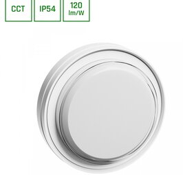 LED Wandlamp PASTILO ROND - 15W - CCT 3000K/4000K/6000K - 120 lm/W - IP54 - IK10 - 120° Bundel - Wit - Opbouwmontage