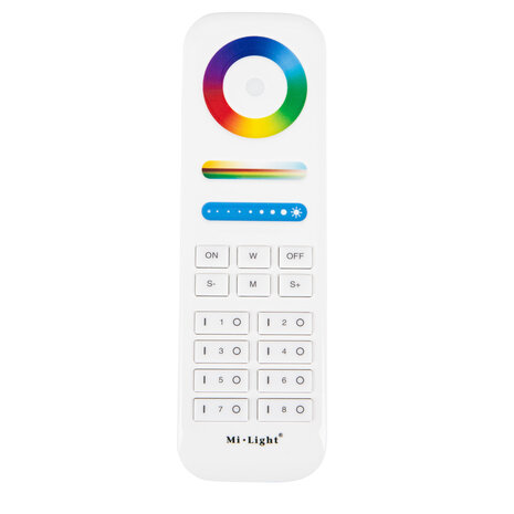 Mi-Light Miboxer Afstandsbediening  - Wit - RGB+CCT - RF 2.4Ghz Remote - 8 groepen - 12V/ 24V Mi-Light Miboxer Afstandsbediening  - Wit - RGB+CCT - RF 2.4Ghz Remote - 8 groepen - 12V/ 24V