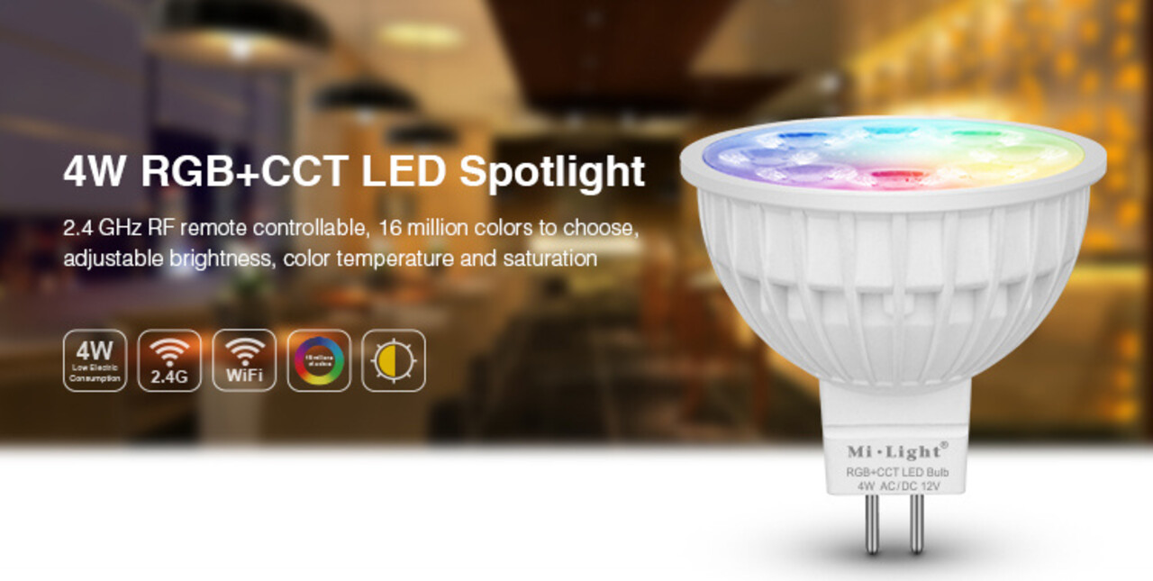LED Spot MR16 - 4W - RGB+CCT | MIBOXER - RF 2.4 GHz - Dimbaar
