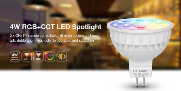 LED Spot MR16 - 4W - RGB+CCT | MIBOXER - RF 2.4 GHz - Dimbaar